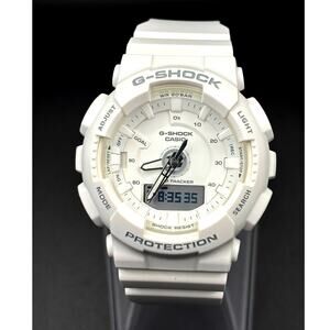 Casio G-Shock GMAS130-7A Unisex White Analog Digital Step Tracker Watch NIB